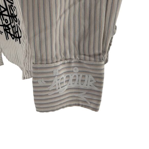 Zadig Voltaire Tais Raye XS Button Up Shirt Stripe Girl Power Designer White - Picture 9 of 15